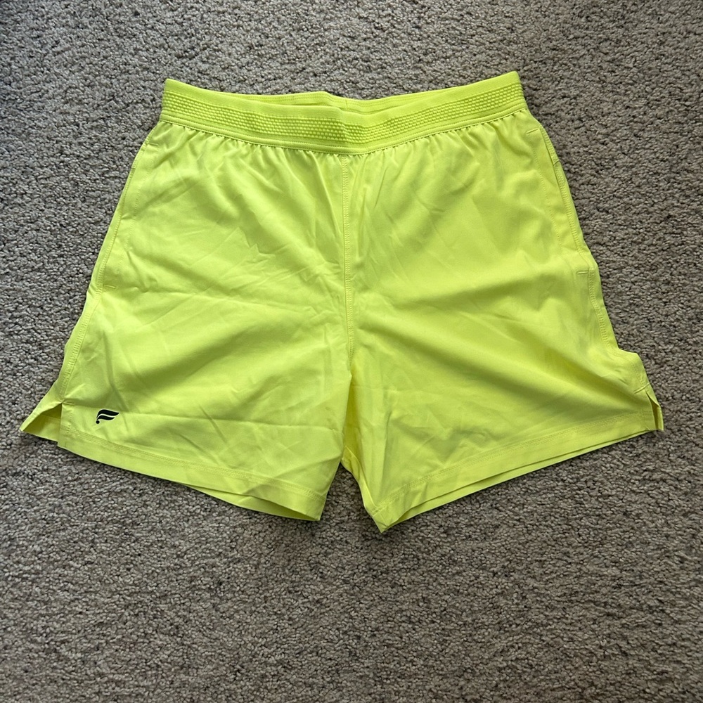 Brand new mens fabletics gym shorts neon green size small